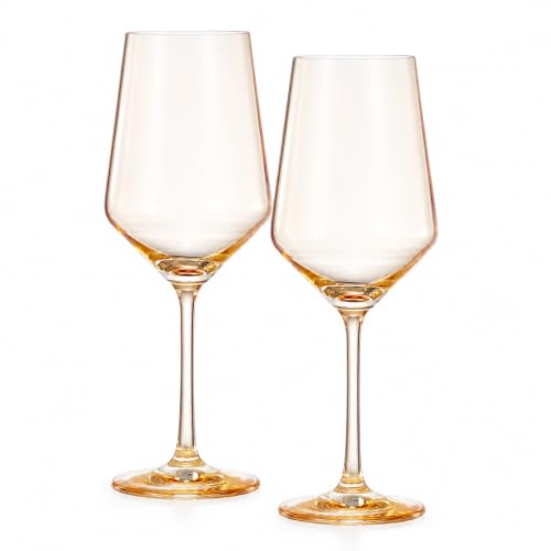 Monet Stemmed Wine Glassware, Yellow, Set of 2