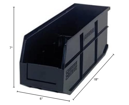 Stackable Shelf Bin, 18W X 6D X 7H, Autoclavable Up To 250F, Polypropylene, Black, Made In Usa