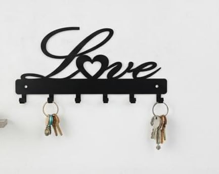 Infinex Key Holder for Home Wall Decor | Decorative Hook Keychain Organiser for Entryway, Bedroom & Office | Sleek Black Wall Mo