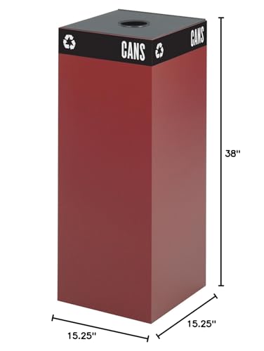 Safco Products 2983Bg Public Square Recycling Receptacle Base, 37-Gallon (Top Sold Separately), Burgundy