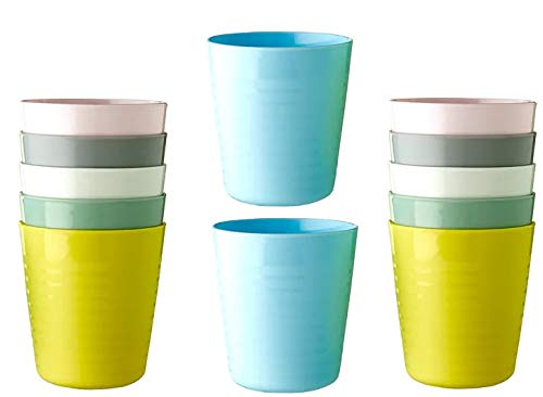 Ikea Plastic Polypropylene Mug  12 Pieces, Multicolour, 8 Oz