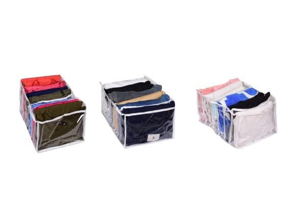 Sunesh Creation Wardrobe Organiser, Undergarment Organizer, Shelf Organiser For Cupboard Pack Of 3