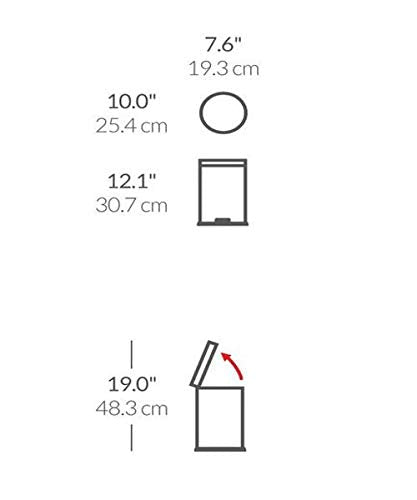 Simplehuman 4.5 Liter / 1.2 Gallon Round Bathroom Step Trash Can, Brushed Stainless Steel