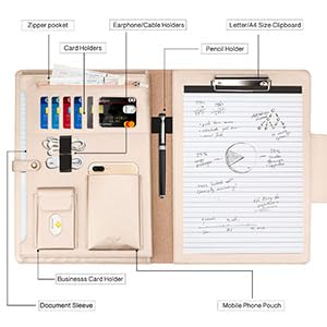 Toplive Padfolio Portfolio Case, Conference Folder Executive Business Padfolio With Document Sleeve,Lettera4 Size Clipboard,Busi