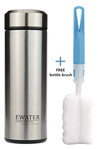 Milepetus Glass Liner Vacuum Flask Stainless Steel Water Bottle Insulated Travel Coffee Mug,11Oz,9Oz Available(11Oz, Stainless S