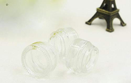 2Pcs 5Ml / 5Gram Small Litter Cute Round Empty Refillable Transparent Glass Bottle Jars Pot Container With Black Cap For Makeup