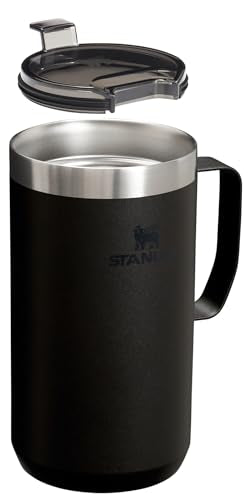 Stanley Stay Hot Camp Mug - Durable 18/8 Stainless Steel Insulated Mug - Splash-Free Tritan Drink-Thru Lid - 24 Oz - Black 2.0