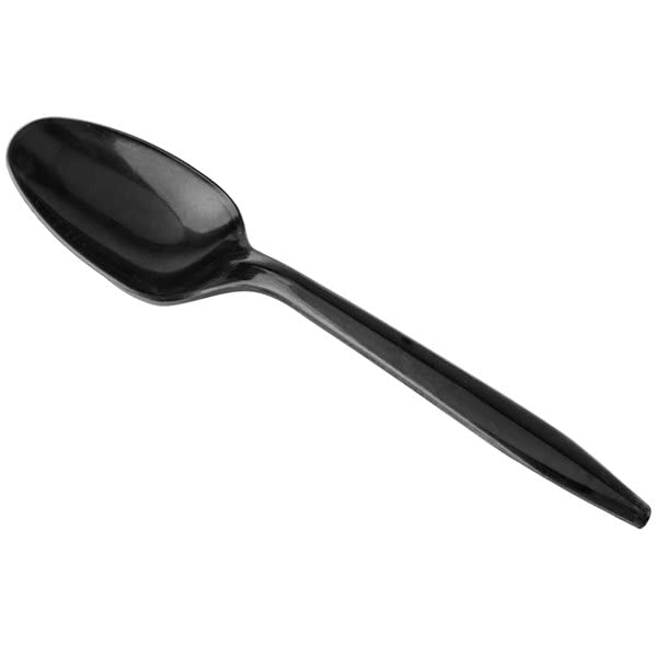 1000 Plastic Spoons Black Medium Weight | Plastic Cutlery Disposable Teaspoons Utensils | Bulk Durable Plasticware Cutlery | Gre