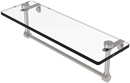 16 Inch Glass Vanity Shelf With Integrated Towel Bar - Ns-1/16Tb-Sn
