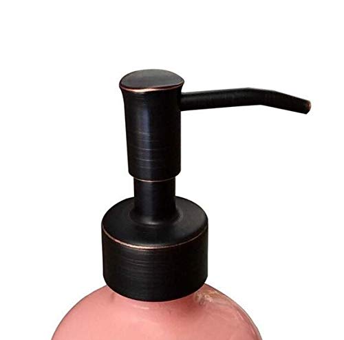 Coral Soap Or Lotion Dispenser - 16Oz Glass With Oil Rubbed Bronze Metal Pump And Non Slip Silicone Coaster (Coral/Orb)