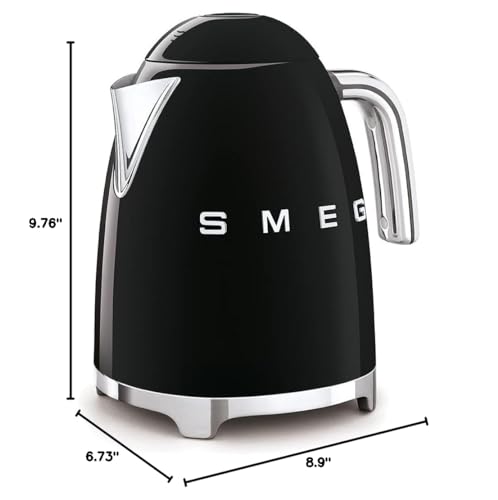 Smeg 50'S Retro Style Electric Water Kettle With Automatic Shutoff, Removable Base, And Water Indicator, Klf03Blus, Black