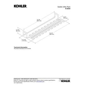 KOHLER K-6434-ST Vault/Strive Saddle Utility Rack  Stainless Steel  1-Pack