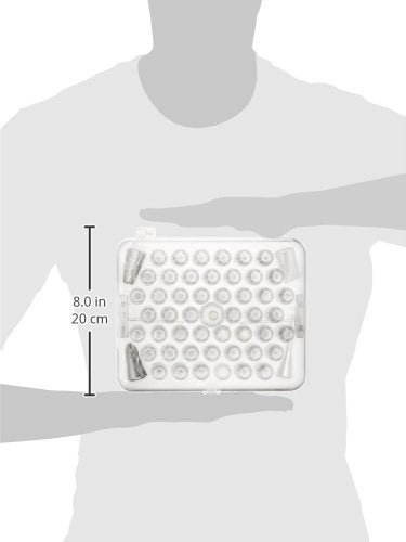 Ateco 783 Cake Decorating Set - 52 Stainless Steel Tubes, 1 Coupler, 2 Flower Nails, Silver, Hinged Storage Box