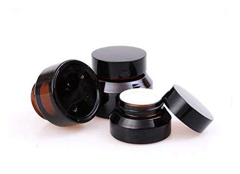 15G/20G/30G Empty Refillable Amber Glasscosmetic Cream Jar Pot Inclined Shoulder Bottle Container With Screw Black Lids For Salv