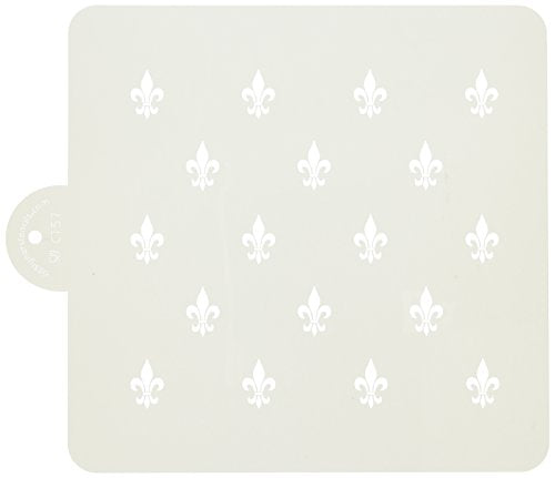 Designer Stencils Fleur De Lis Miniprint Cake Stencil, Beige/Semi-Transparent