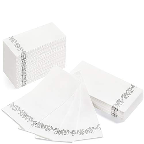 Ah American Homestead Disposable Paper Hand Towels For Bathroom Decorative - White Linen-Like Paper Napkins - Ideal For Guest Ba