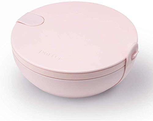 W&P Porter Bowl Lunch Container W/ Protective Non-Slip Exterior, Blush 1 Liter | Lid & Snap-Tight Silicone Strap | Food Storage,