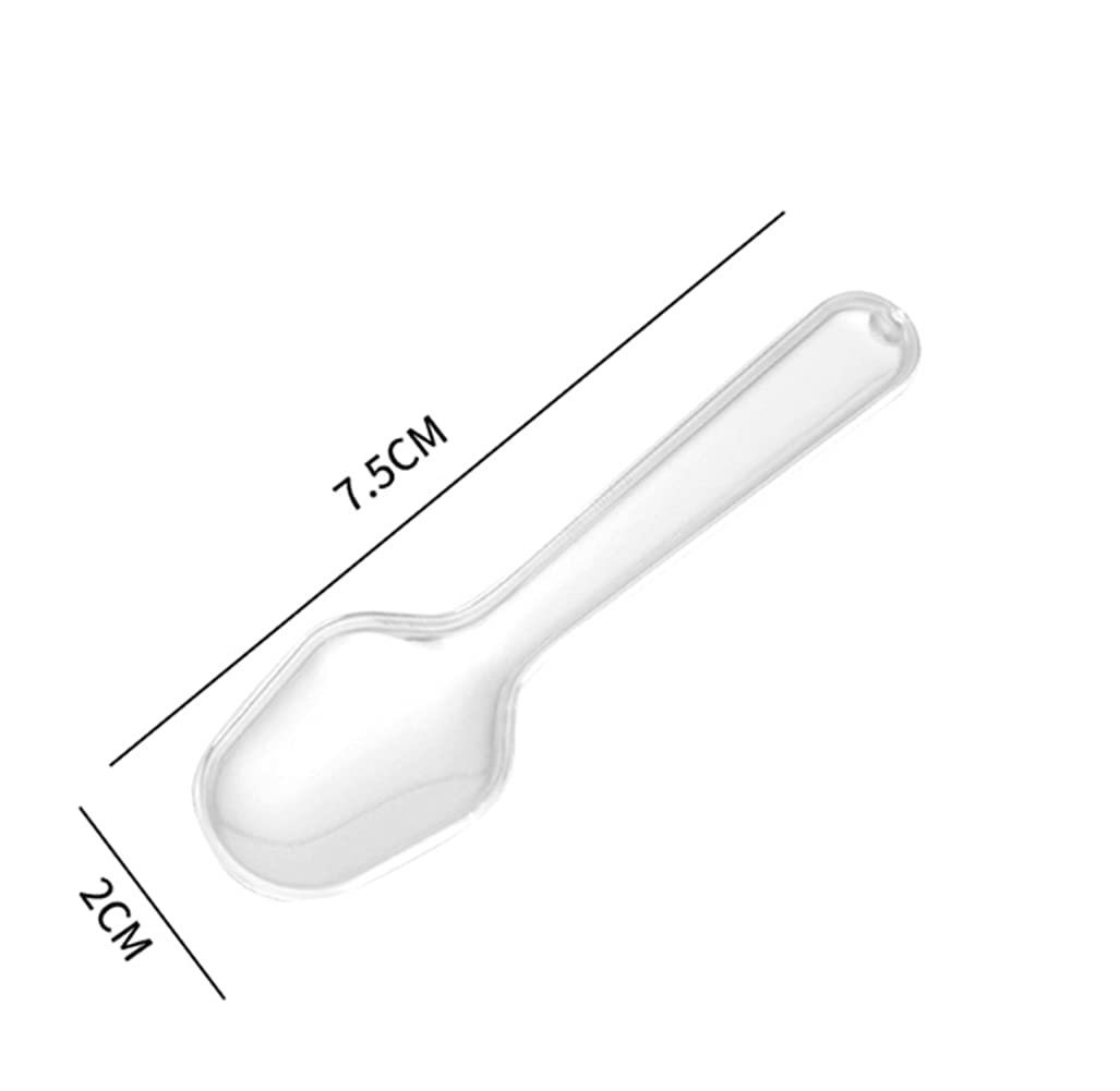 500 Count Heavy Disposable Plastic Spoons - 3 Inch Clear Mini Tasting Spoons Small Taster Spoons For Frozen Dessert Supplies Foo