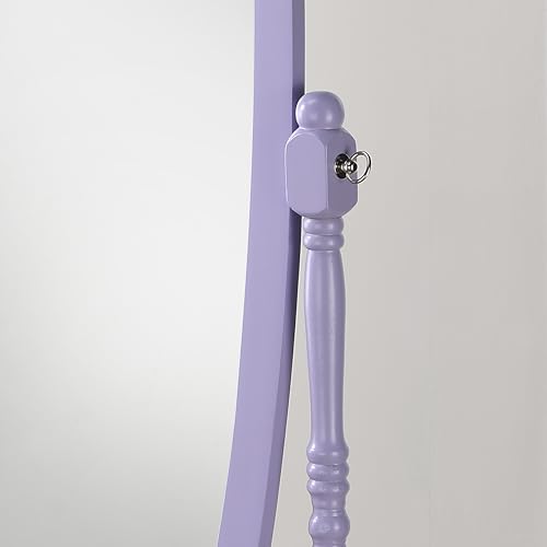Roundhill Furniture Traditional Queen Anna Style Wood Floor Cheval Mirror, Purple