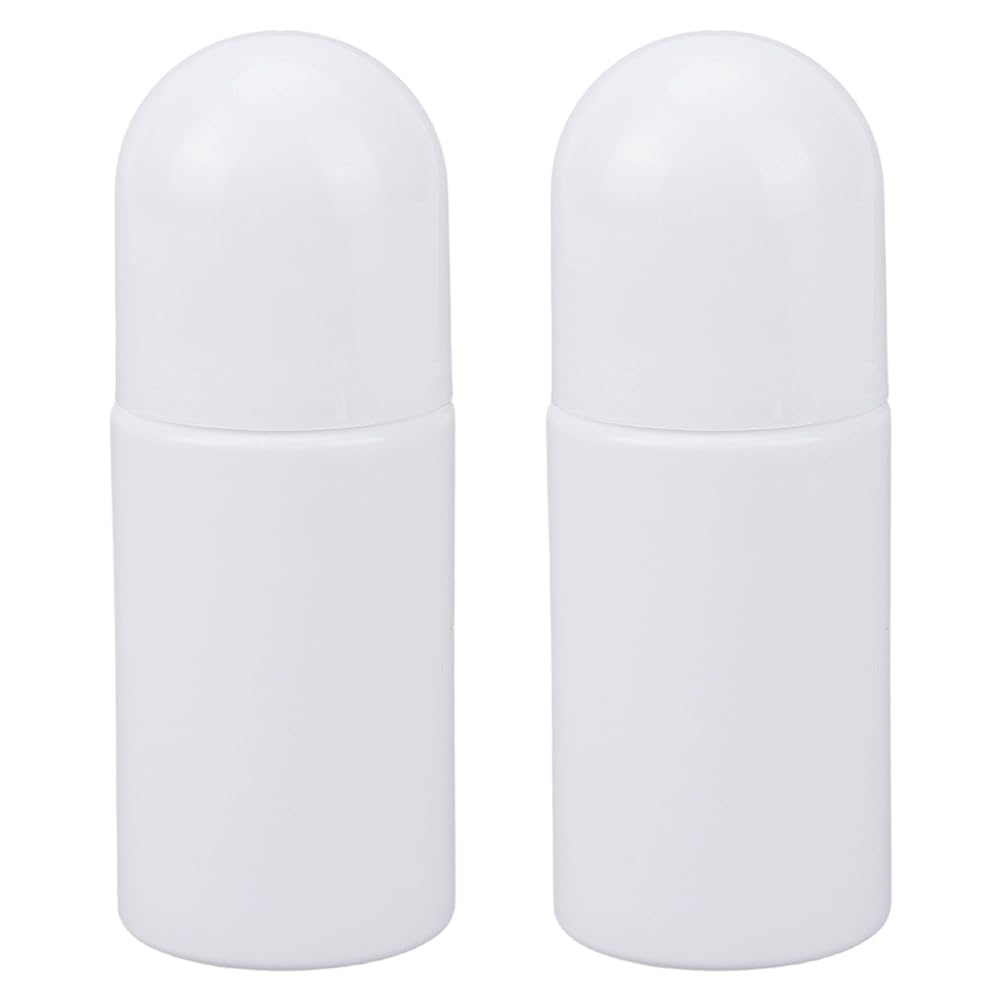 GORGECRAFT 2Pcs Rollon Bottles 50ml Essential Oil Roller Bottles White Plastic Antiperspirant Empty Reusable Deodorant Bottle 