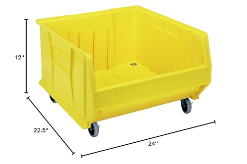 Hulk 24 Container, Mobile, 23-7/8L X 22-1/2W X 15H, Stackable, Polypropylene, Yellow, Made In Usa
