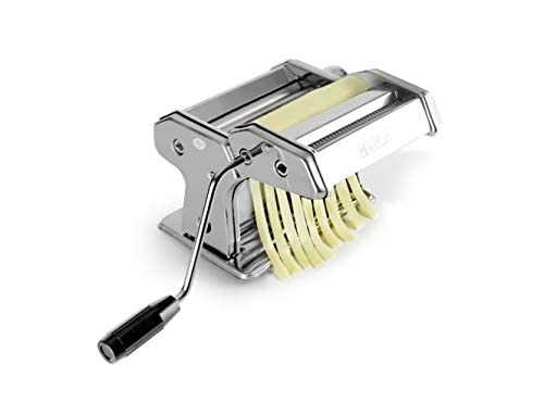 IBILI Pasta Maker Machine 170mm Wide - Heavy Duty Stainless Steel  9 Adjustable Thickness Settings  Spaghetti  Fettuccini  Lasagna  Washable Rollers Includes Cutter  Hand Crank & Clamp  Made in Spain