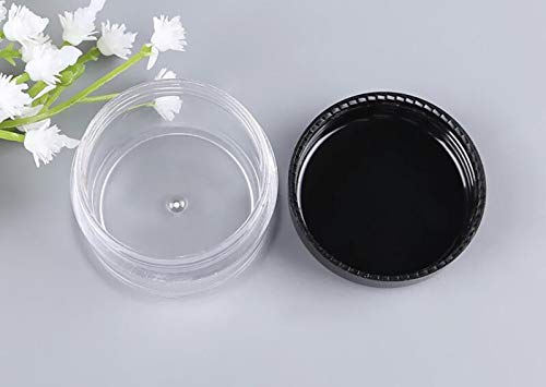 12Pcs 15 Gram 15Ml 0.5Oz Refillable Black Plastic Screw Cap Lid With Clear Base Empty Plastic Container Jars For Nail Powder Bot