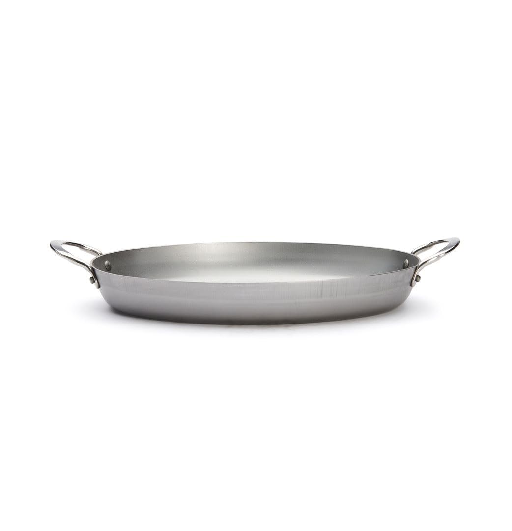 De Buyer Mineral B Carbon Steel Oval Roasting Pan - Ideal For Roasting Meat, Seafood & Veggies - Naturally Nonstick - Made In Fr