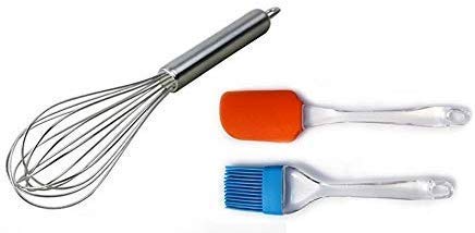 Vararo Silicone Heat NonStick/Resistant Kitchen Cooking Utensil Set Created For Cooking/Baking (1 Spatula, 1 Brushes, 1 Whisker