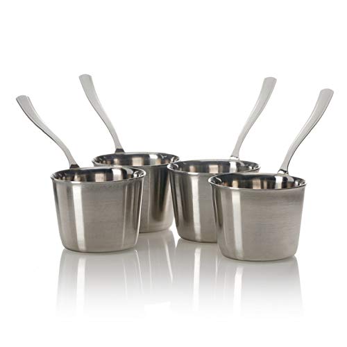 Orosi Mini Pie Pans With Long Handle Ramekins Stainless Steel Baking Pan - Oven, Freezer, Dishwasher Safe Dipper - Chef Single S
