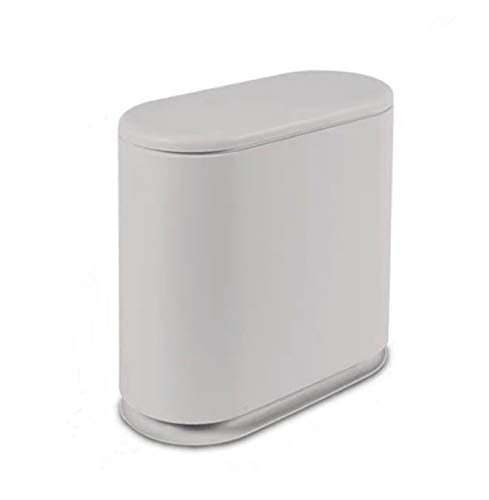 Ieek Slim Plastic Trash Can With Press Top Lid,2.4 Gallon/10 Liter Garbage Can Modern Waste Basket For Bathroom,Living Room,Offi