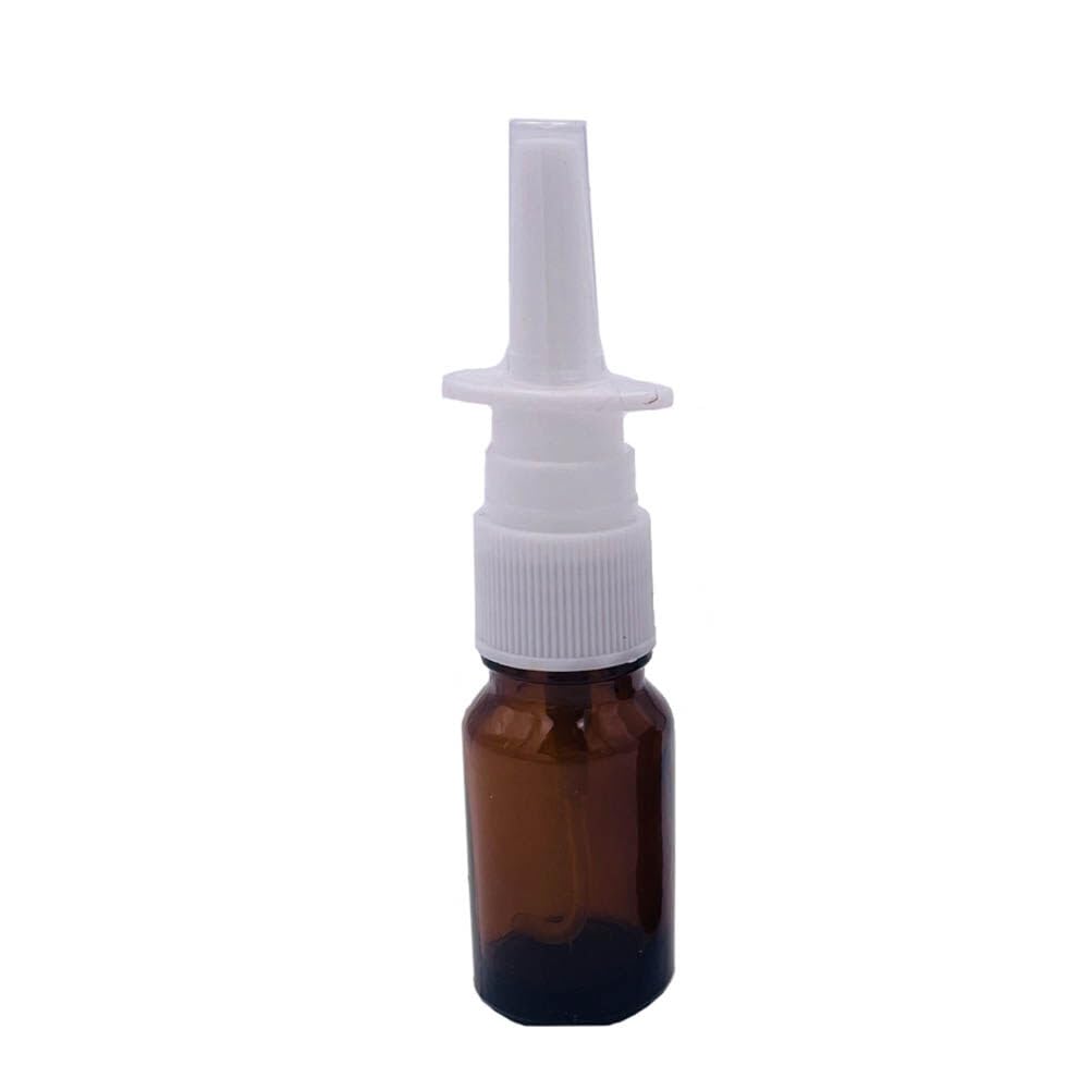 6 Pcs 10Ml 0.34Oz Empty Refillable Brown Glass Nasal Spray Bottle Portable White Sprayer Straight Nozzle Sample Storage Containe