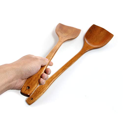 Linwnil Wooden Spatula For Cooking Nonstick, Kitchen Wok Spatula Utensil Set,15'' Wooden Turner Serving Tool For High Heat Stirr