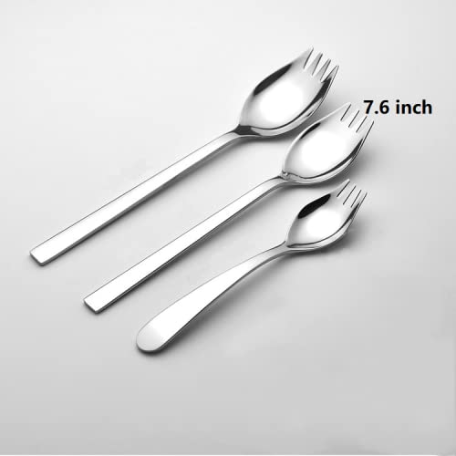 Wektunaa 6-Pack Stainless Steel Sporks For Everyday Use, Back To School Lunch Supplies Camping Hiking Heavy Duty Flatware Set,7.