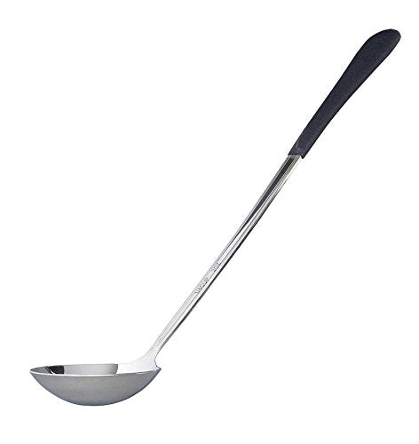 G.E.T. BSRIM56BK 2 oz. (1/4 Cup), Stainless Steel Ladle, Portion Control Serving Spoon with a Black CoolGrip Handle, 12.5 Lo