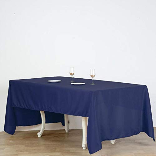 Balsacircle 60X126-Inch Navy Blue Rectangle Polyester Tablecloth Table Cover Linens For Wedding Party Events Kitchen Dining