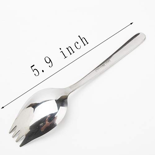 Sporks 4 Pack Stainless Steel Sporks 5.9 Inch Spork Spoon For Ice Cream Spoon Salad Forks, Fruit Appetizer Dessert, Silver