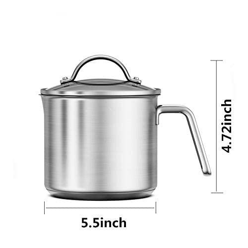 DCIGNA 1.5 Quart Stainless Steel Saucepan with Lid & Pour Spout - Silver, Model 01-19, Ideal for Milk, Sauces, Pasta, and Gravies