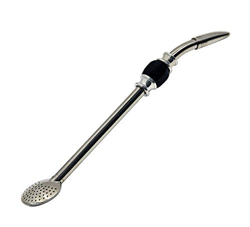 Rechere Stainless Steel Yerba Mate Tea Bombilla Gourd Drinking Straw Filter Silver (Black)