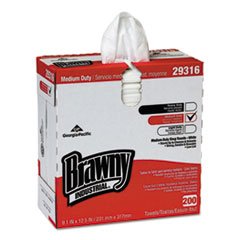 Georgia Pacific PROFESSIONAL Brawny Industrial Lightweight Shop Towel, 9 1/10 x 12 1/2, White, 2000/Carton