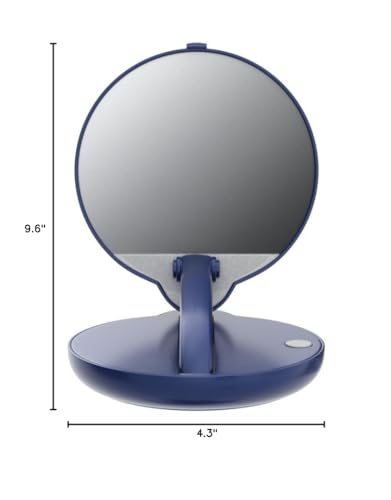 Floxite 15X Magnification Round Glass Mirror, Blue Tabletop Mount, 9.6"L x 4.3"W, Model FL-15ACP