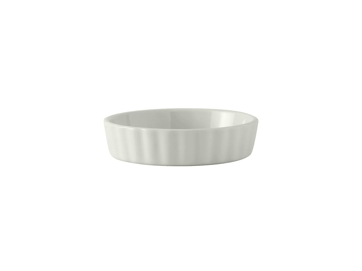 Tuxton China Bpk-0805 Crme Brule, 8 Oz., 5'' Diameter X 1-1/4'' H, Round, Fluted, Microwave And Dishwasher Safe, Oven Proof, Ful