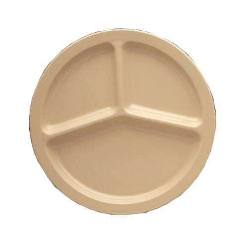 Yanco Ns-702T Nessico 3-Compartment Plate, 10'' Diameter, Melamine, Tan Color, Pack Of 24