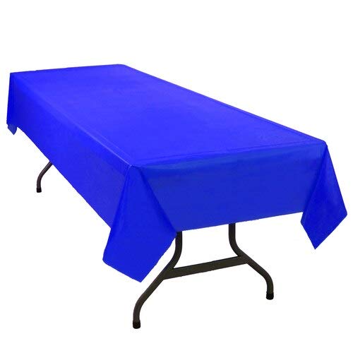 Qsd Blue Disposable Plastic Tablecloth 48-Pack 54 Inch X 108 Inch Rectangle Table Cover By Quality Supplies Direct (30+ Colors A