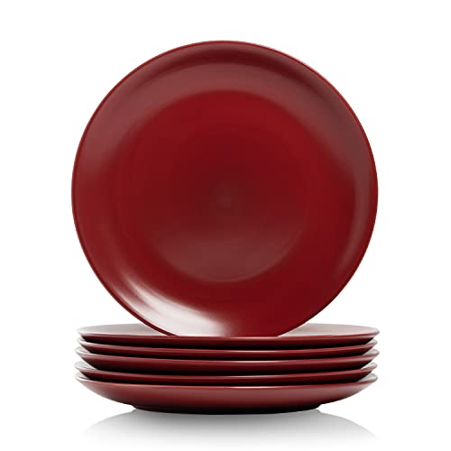 10 Strawberry Street Wazee Matte 105 Coupe Dinner Plate, Set Of 6, Red