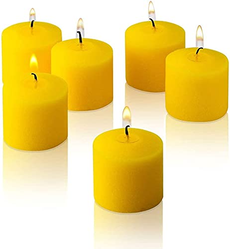 MOWIN Votive Candles Unscented Smokeless Wax Candles Set of 6 Votive Glass Candle Home Decor Small Candle 8-9 Hour (Yellow Votiv
