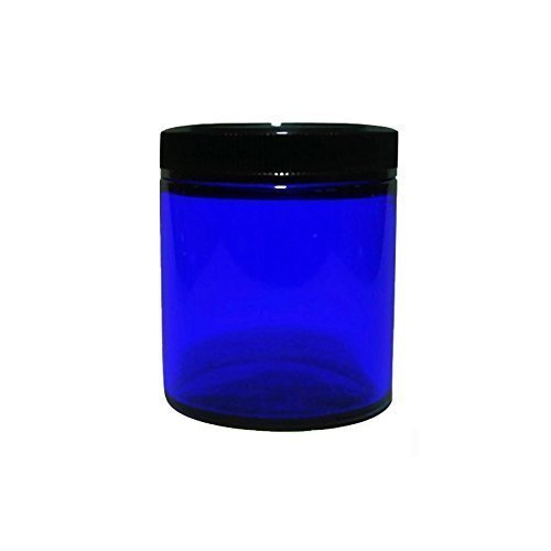 Perfume Studio? Straight Sided 4Oz Cobalt Blue Glass Jar With Black Bpa Free Ribbed Black Cap For Cosmetics Solutions