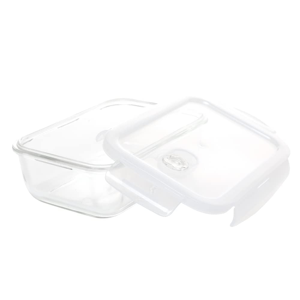 Amazon Brand  Solimo Borosilicate Glass Containers With AirVent Lids For Kitchen/Tiffin, 2, Rectangle (600 Ml Each)| Transpare