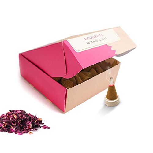 Nirmalaya 100% Natural Rooh Rose Incense Cones (Dhoop) | Incense Cones (40 Units) | Dhoop Cones For Pooja | Incense Cones For Fr