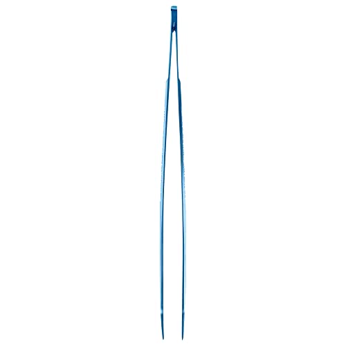 Restaurantware Perfect Point 6.3 Inch Curved Tweezer  1 Slant Nose Food Tweezer - Serrated Tips For Precision  For Garnishing  Plating  or Decorating  Blue Stainless Steel Kitchen Tweezer  Sturdy